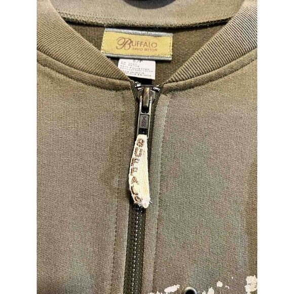 BUFFALO David Button Women's Patchwork Zip Up Jacket S/P Cotton Blend eagle - Picture 9 of 12